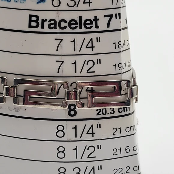Sterling Silver Greek Key Meander Link Bracelet 7.75” – Classic Vintage Style - Picture 8 of 8